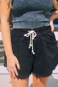 Black tie shorts