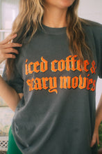 Load image into Gallery viewer, Iced coffee + scary movies T-shirt