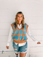 Load image into Gallery viewer, Brown &amp; Blue Sweater Vest