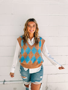 Brown & Blue Sweater Vest