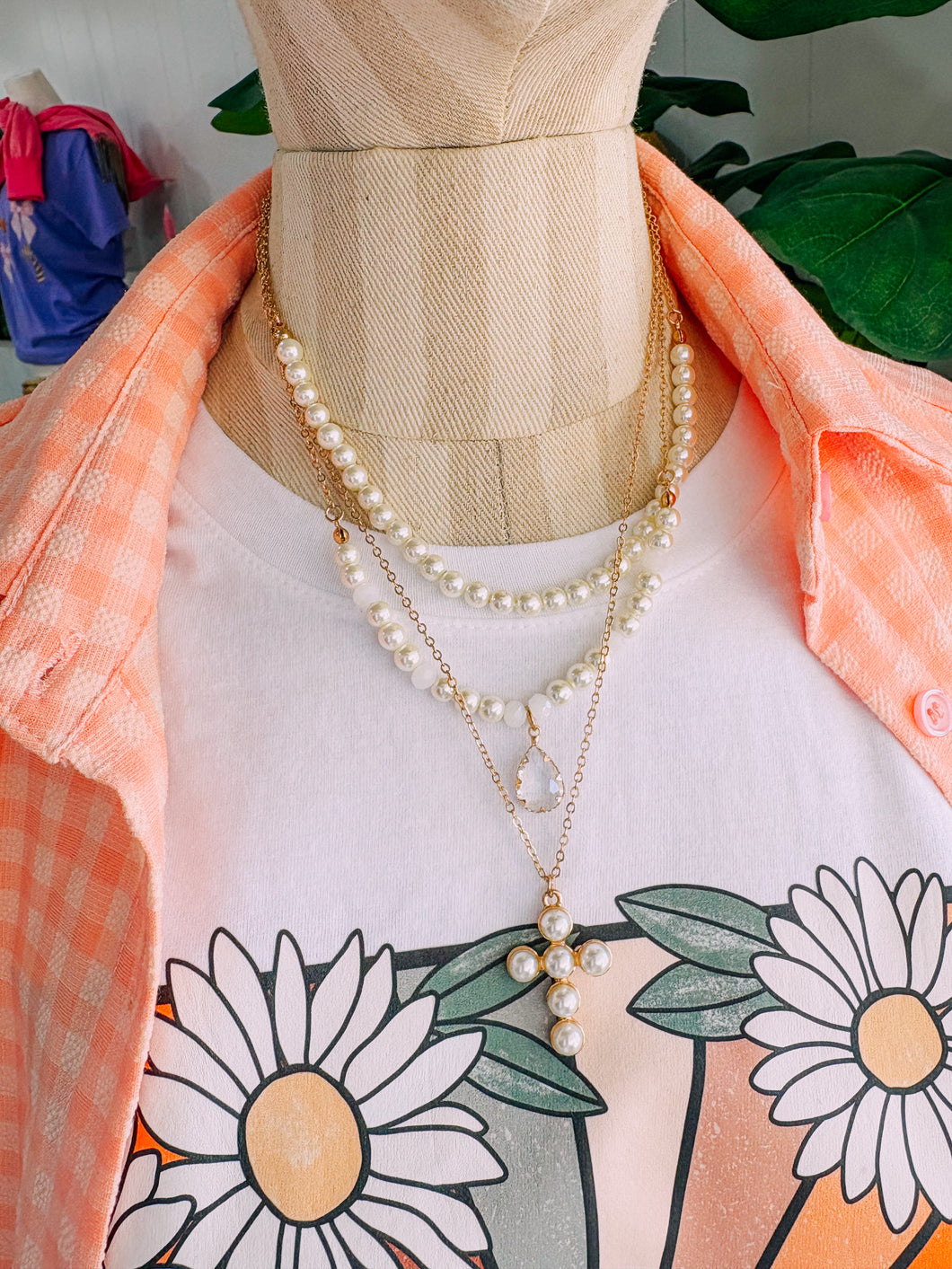 Cross layered necklace