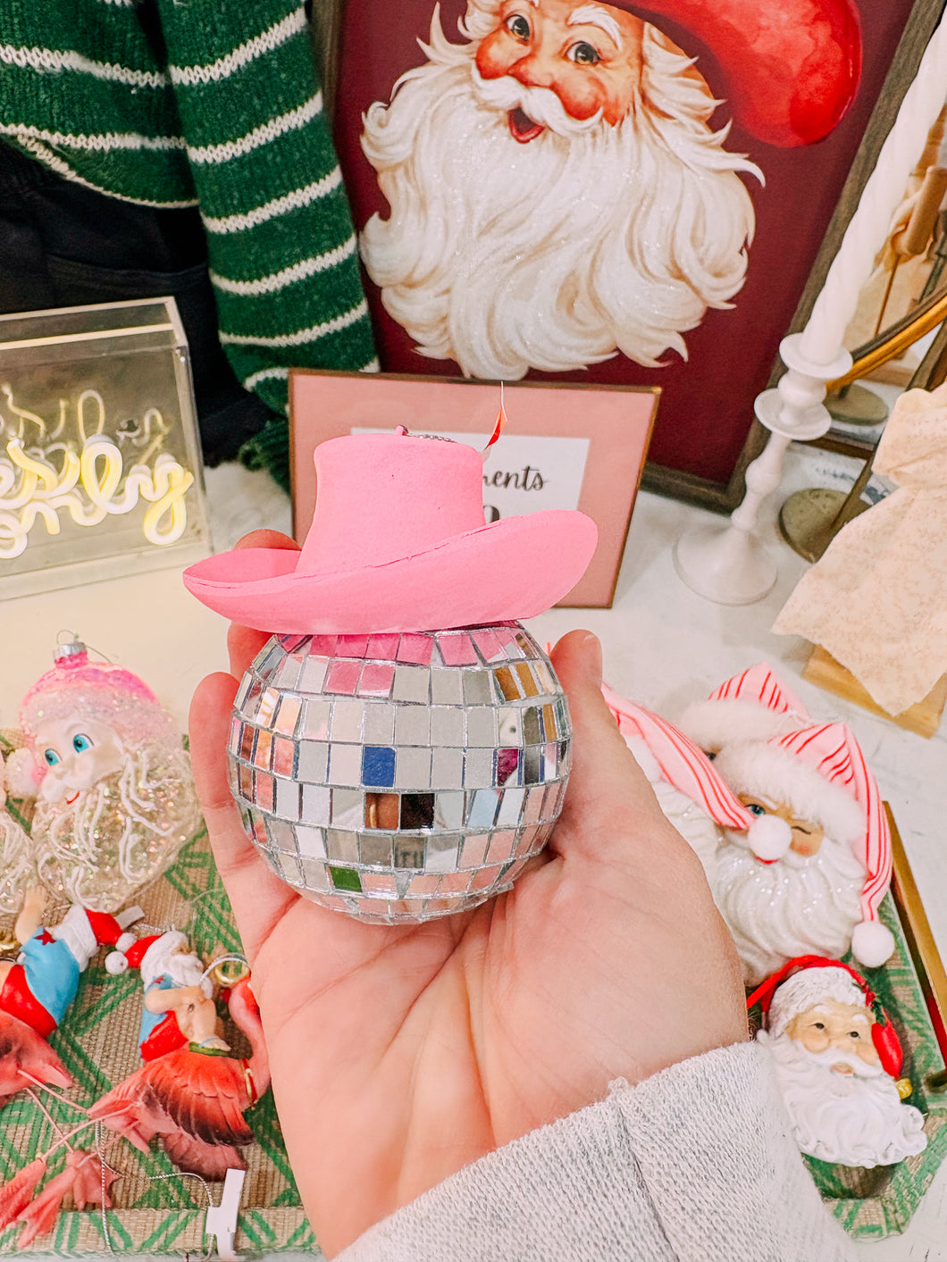 Cowboy hat disco ornament