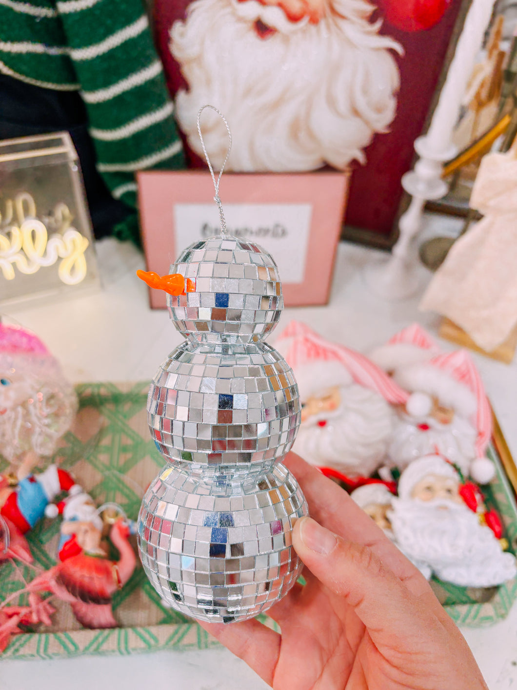 Disco snowman ornament