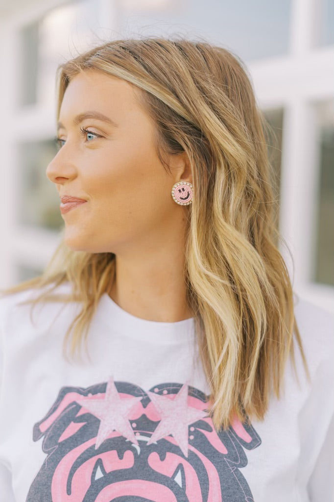 Pink smiley Earrings